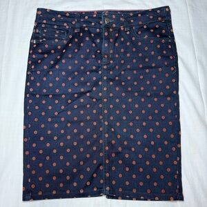 PILCRO & the Letterpress 28 Blue Denim Polka Dots Pencil Skirt Anthropologie